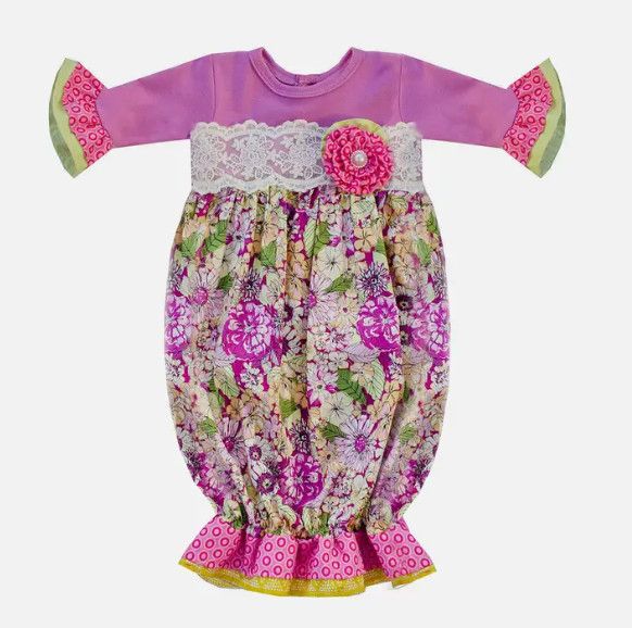 Haute Baby- May Flowers Gown w/Headband &amp; Blanket Set