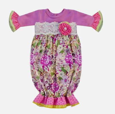 Haute Baby- May Flowers Gown w/Headband &amp; Blanket Set