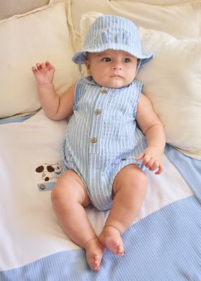 Mayoral- Newborn- Stripe Printed Romper with Hat Set