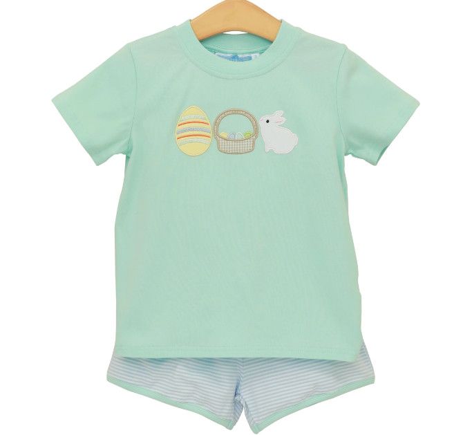 Trotter Street Kids- Bunnies &amp; Baskets Short Set