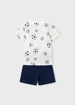 Mayoral- Mini- Shorts and Printed Soccer Ball T-Shirt Set