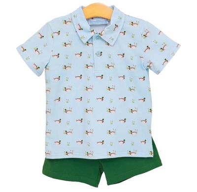 Trotter Street Kids- Ducks in a Row Polo Short Set