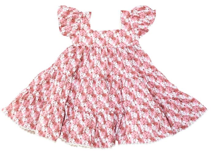 Be Girl Clothing Golden Prairie Collection- Garden Twirler Dress &amp; Bow- Rodeo
