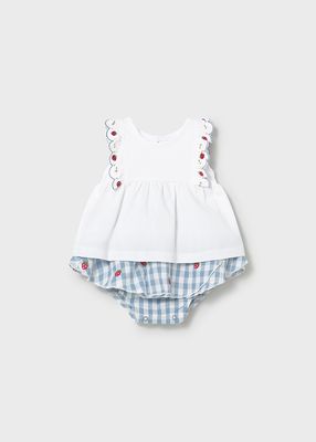Mayoral- Newborn- Strawberry Gingham T-shirt &amp; Skirt Set
