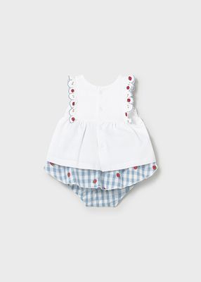 Mayoral- Newborn- Strawberry Gingham T-shirt &amp; Skirt Set