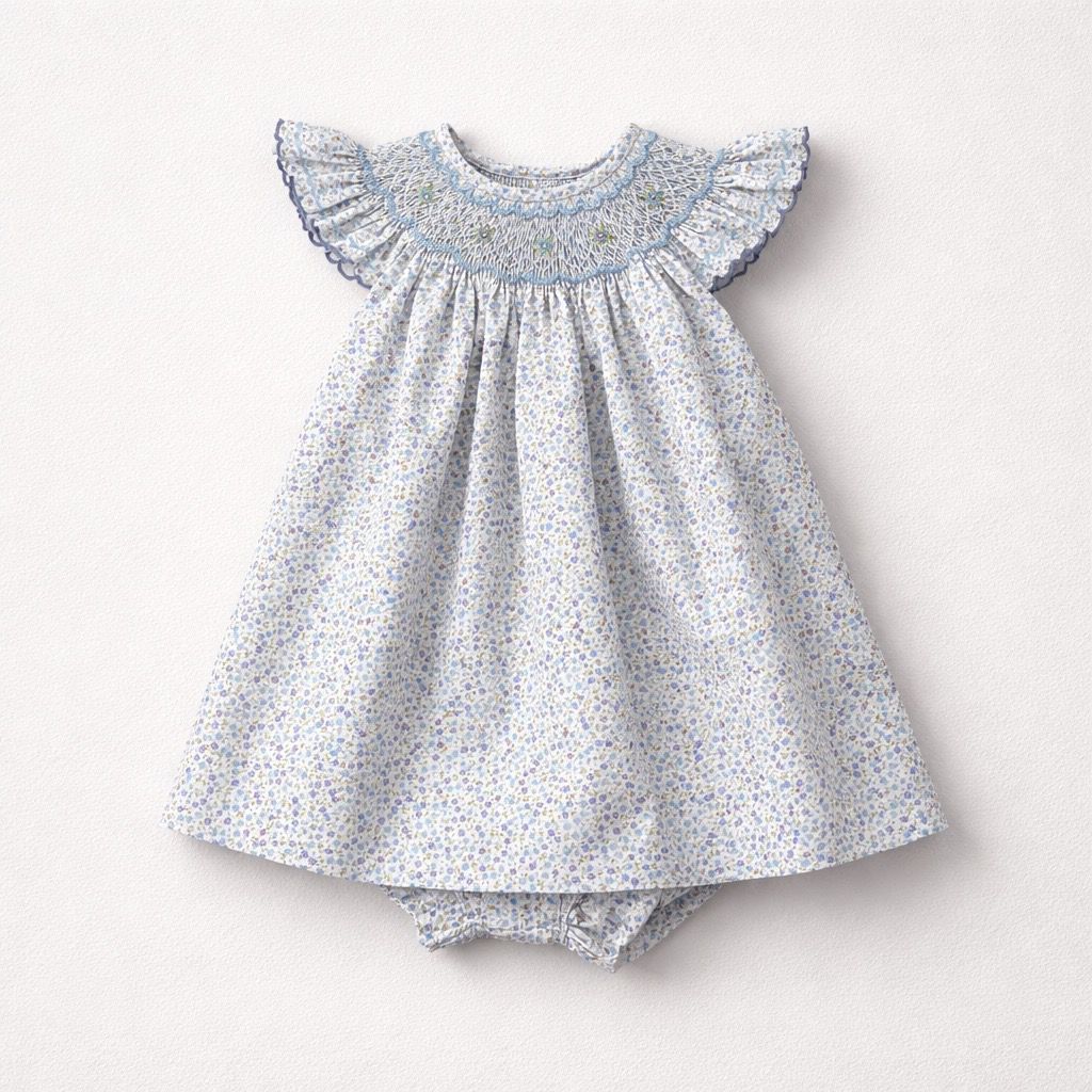LULI &amp; Me- Miniflowers Feston Bishop Dress w/Bloomer