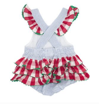 Lil Cactus- Seersucker Watermelon Ruffle Bubble