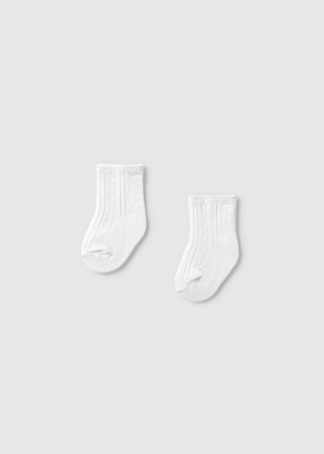 Mayoral- Newborn- 2 Pack Dressy Socks, Size: 3M (Shoe Size 1-2C), Color: 65 Blanco/White, Style: 9050
