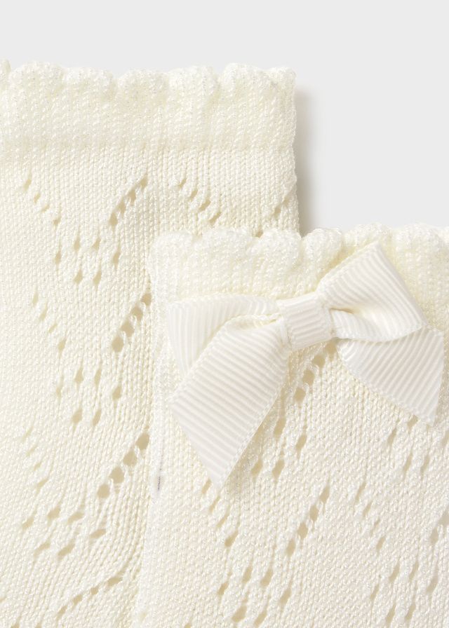 Mayoral- Newborn- Openwork Knee Socks Girls, Size: 0M (Shoe Size 0-1), Color: 41 Crudo/Natural, Style: 9053