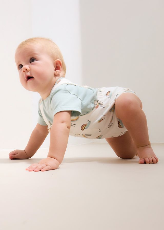 Mayoral- Newborn- 3 Piece Playground Bodysuits &amp; Dungaree Set