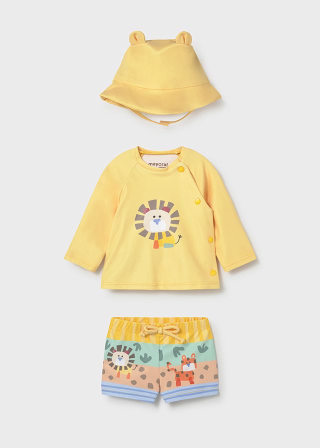Mayoral- Newborn- 3 Piece Rashguard Swim Set with Sun Protection