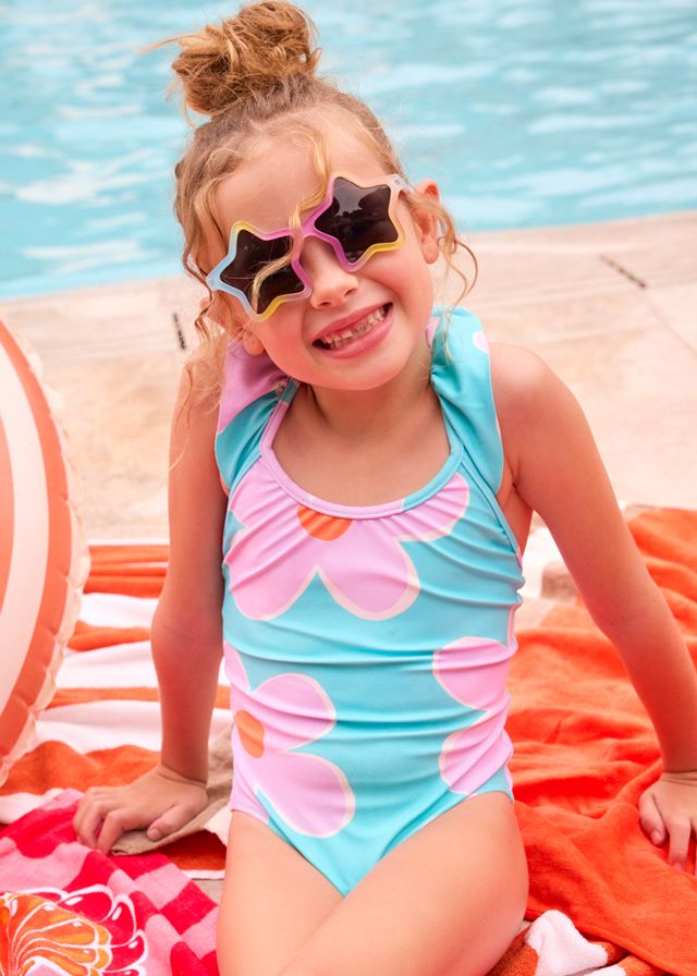 Mayoral- Mini- Ruffled Flower Print Swimsuit