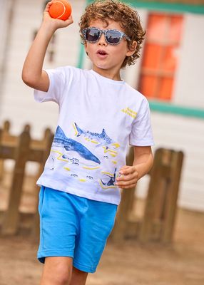 Mayoral- Mini- Shorts and Sharks Graphic T-Shirt Set