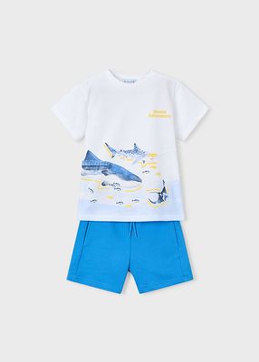 Mayoral- Mini- Shorts and Sharks Graphic T-Shirt Set