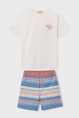 Boston Kids- Printed Swim Shorts and T-Shirt Fish Graphic