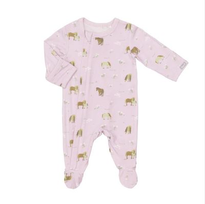 Coccoli- Girl Horses Modal Zipper Footie
