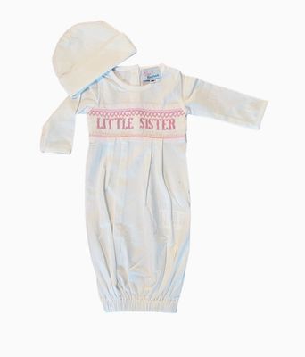 Ann Reeves Kids- Little Sister Smocked Gown &amp; Cap