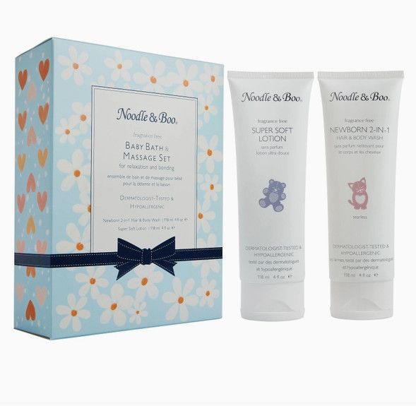 Noodle &amp; Boo- Hearts &amp; Daisies Baby Bath &amp; Massage Set