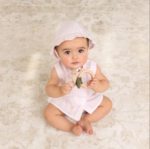 Feltman Brothers- Garden Diaper Set w/Scalloped Sun Hat