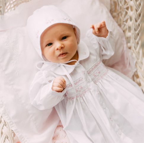 Friedknit Creations- Girls Smocked Bud Take Me Home Gown