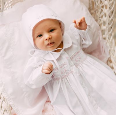 Friedknit Creations- Girls Smocked Bud Take Me Home Gown