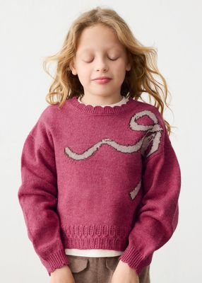 Mayoral- Mini- Girls Intarsia Bow Sweater