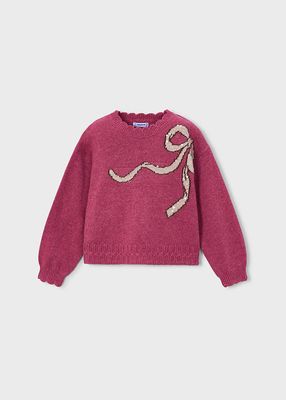 Mayoral- Mini- Girls Intarsia Bow Sweater