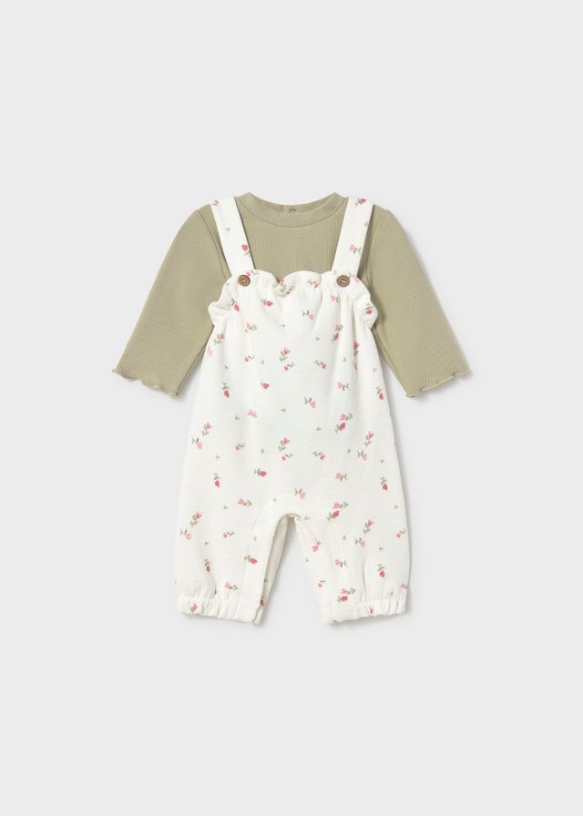 Mayoral- Newborn- Girls Printed Dungaree Sweater Set
