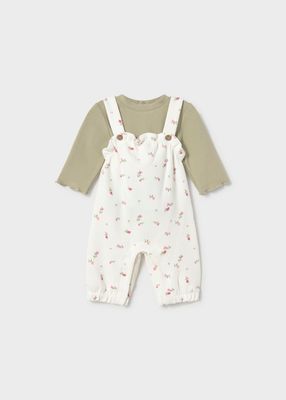 Mayoral- Newborn- Girls Printed Dungaree Sweater Set