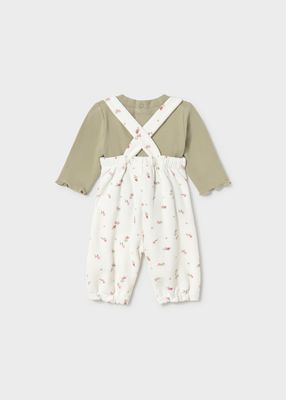Mayoral- Newborn- Girls Printed Dungaree Sweater Set