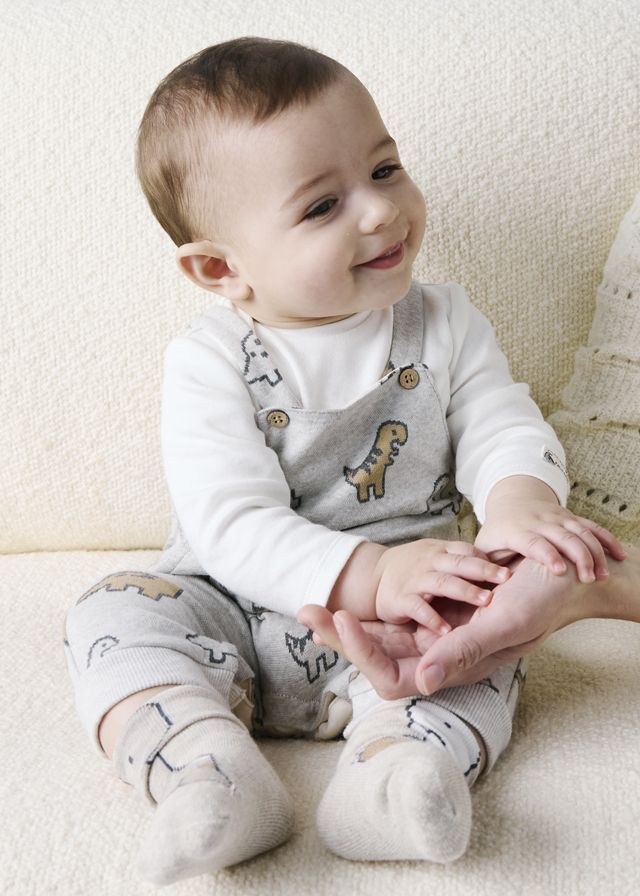 Mayoral- Newborn- Boy Dinosaur Overall Romper