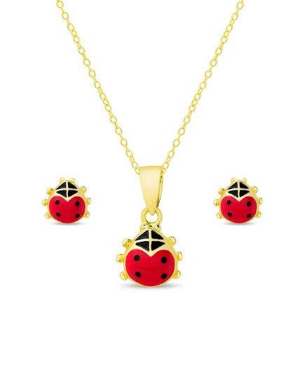 Lily Nily- Ladybug Pendant and Stud Earrings Set