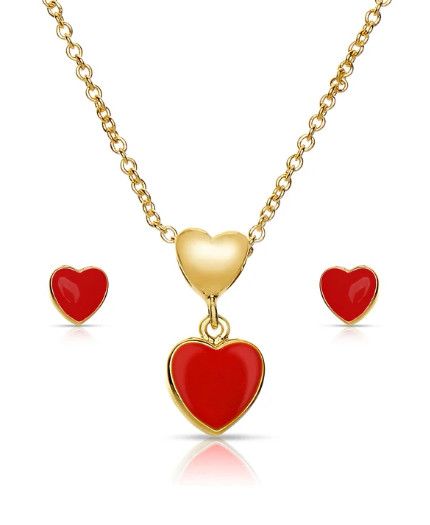 Lily Nily- Heart Pendant and Stud Earrings Set