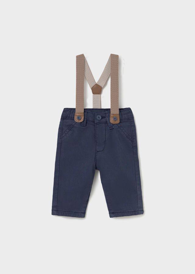 Mayoral- Newborn- Boy Suspender Pants &amp; Shirt with Bowtie Set