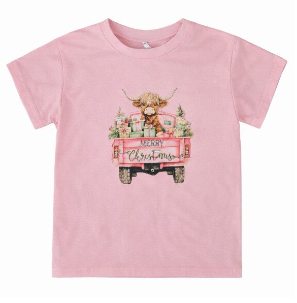 M.L. Kids- Highland Cow Christmas Tee Shirt