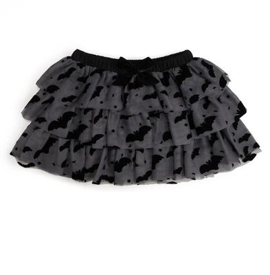 Sweet Wink- Spooky Ghost Patch &amp; Flock Bats Skirt Set