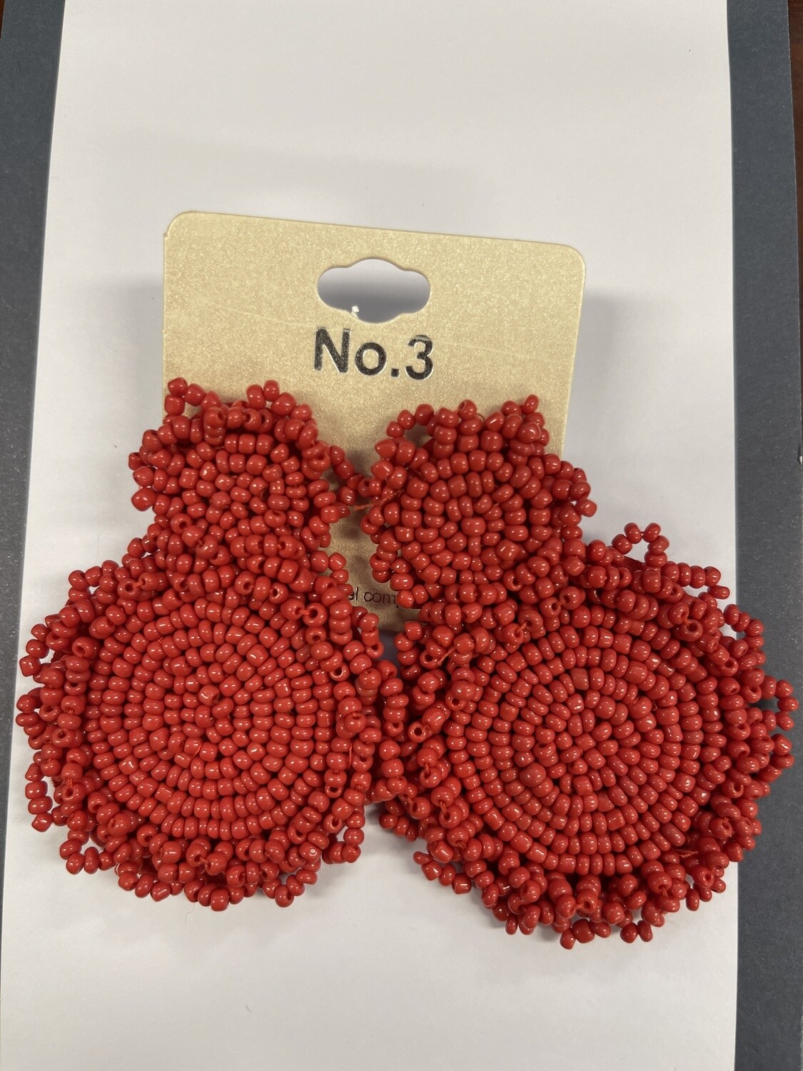 Seed Beading Earrings, Color: Red