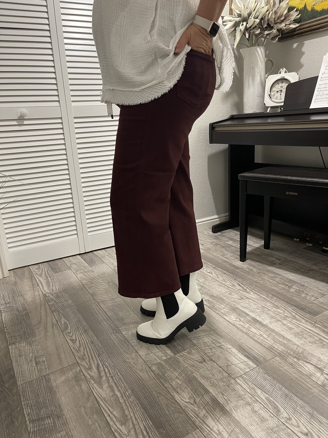 HW Tummy Control Judy Blue Oxblood Jeans, Color: Oxblood, Size: 3 (26)