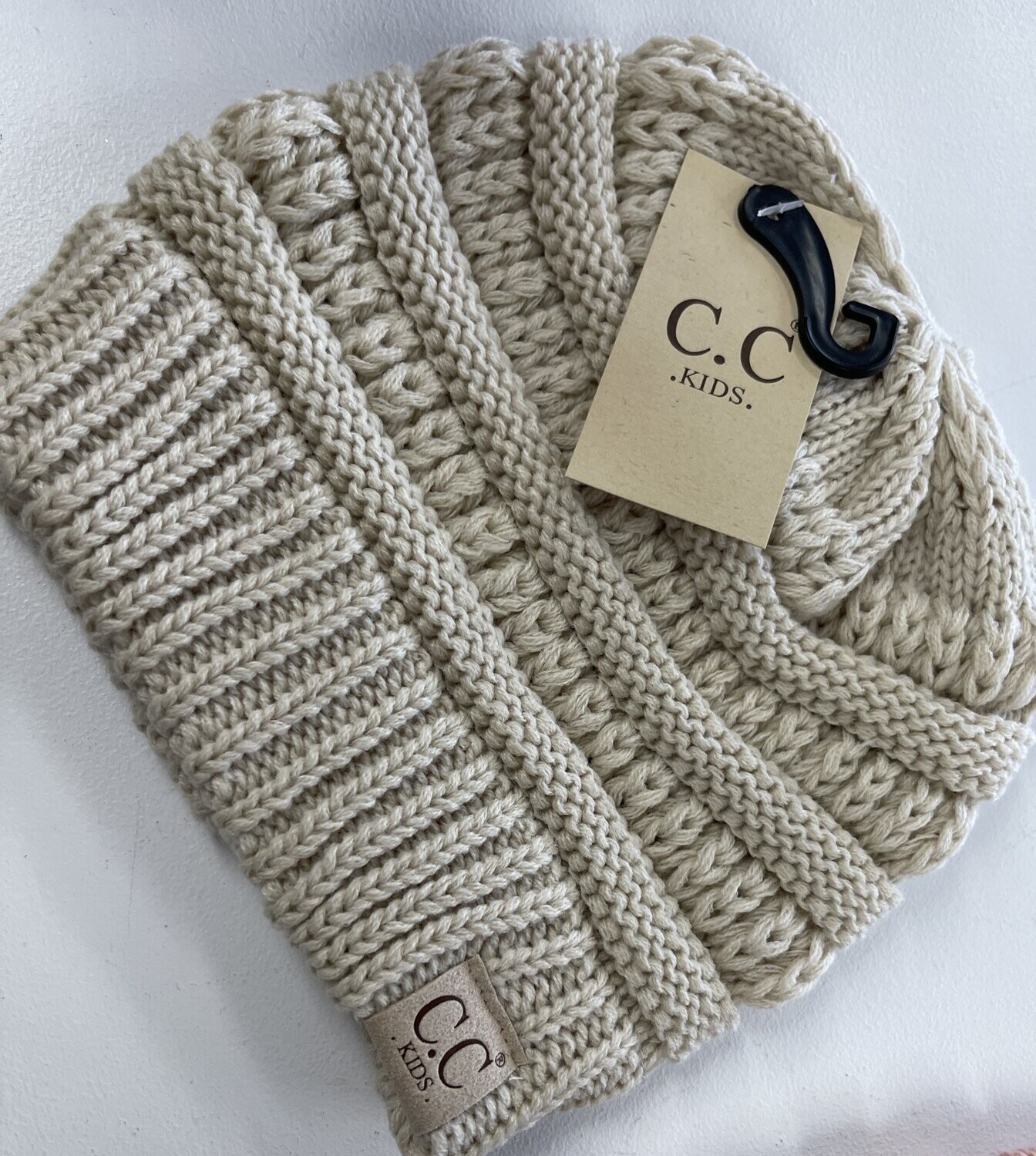 C.C.  Kids Solid Beanie, Color: Beige