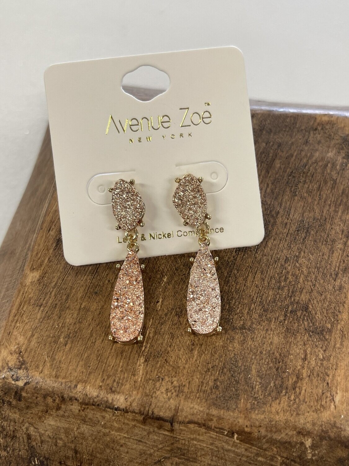 Druzy Stone Earrings, Color: Roses Gold