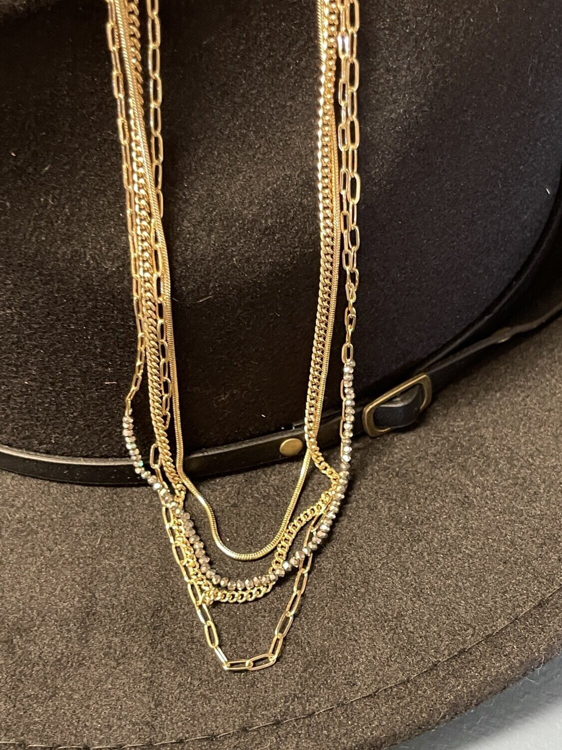 All About Layers - Herringbone Necklace, Color: Gold / Gray