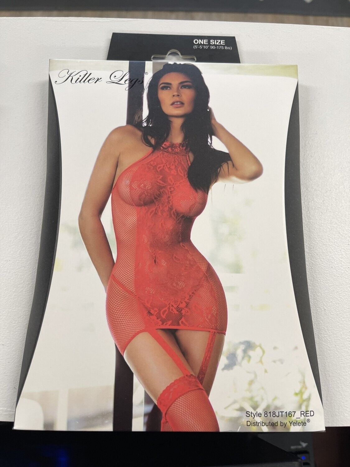 Fishnet Body Stocking, Color: Red, Size: One Size