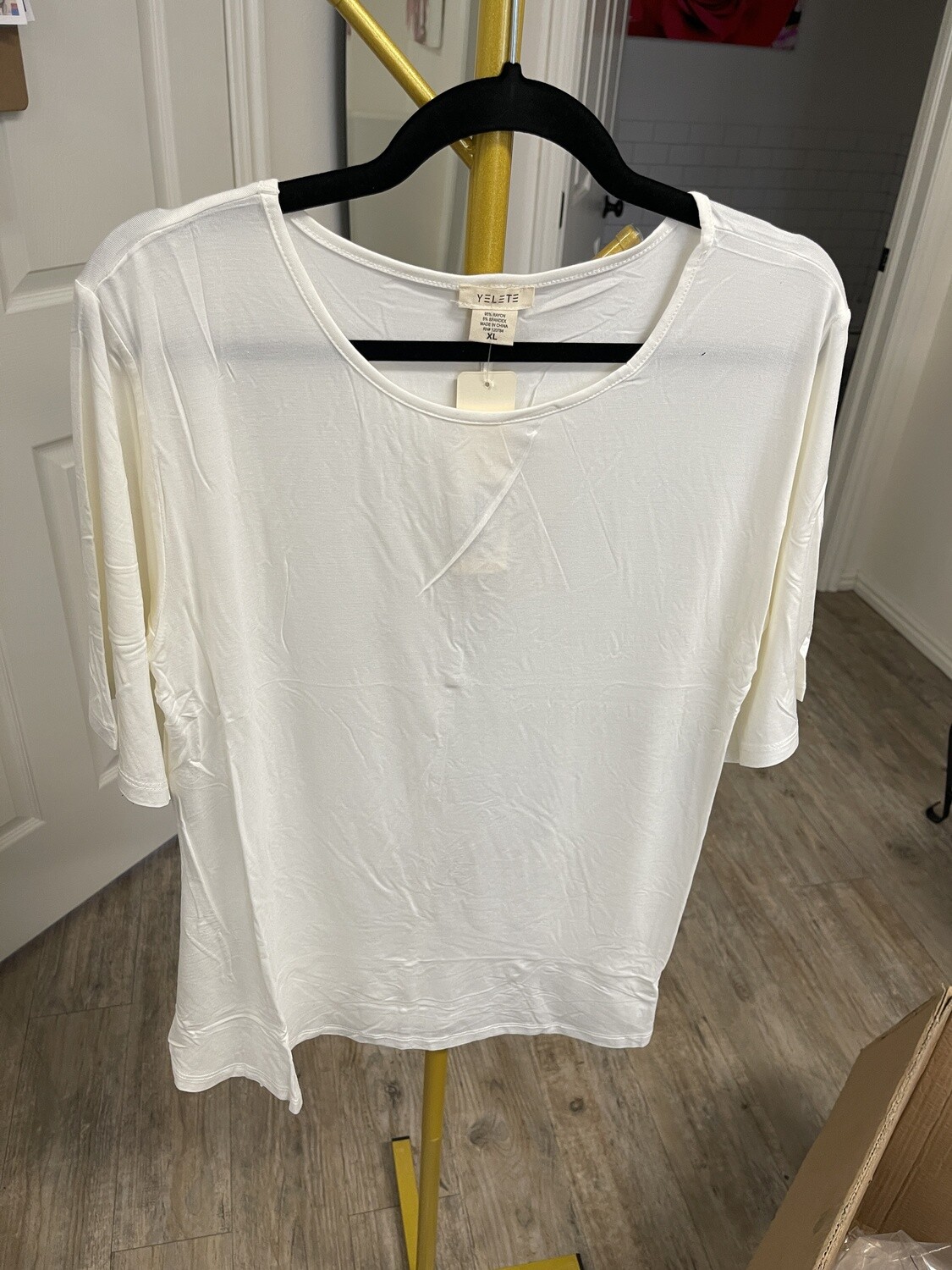 Bell Short Sleeve Tunic Off White, Color: White, Size: XL
