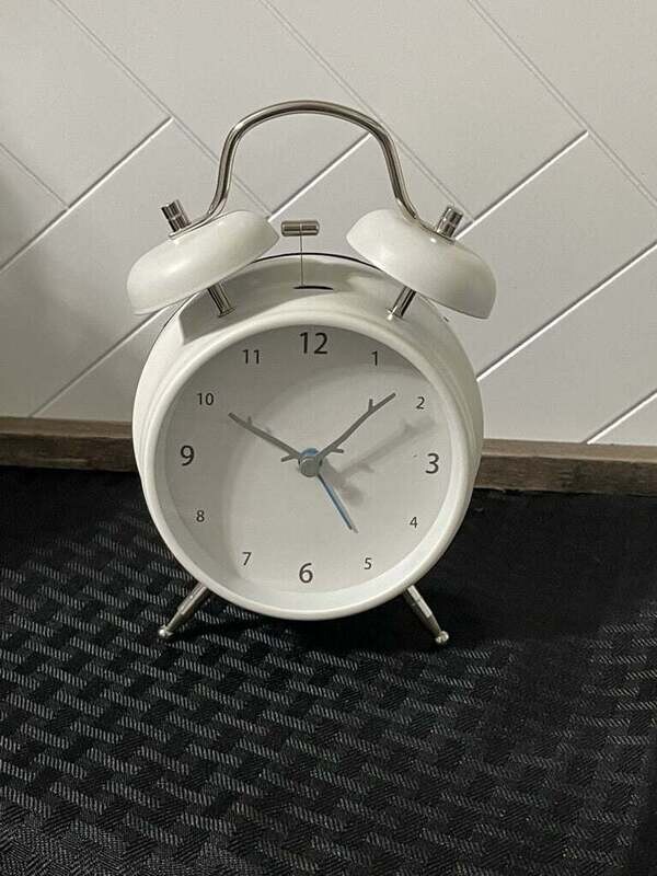 Small Desk Clock-Off White w/ Grey