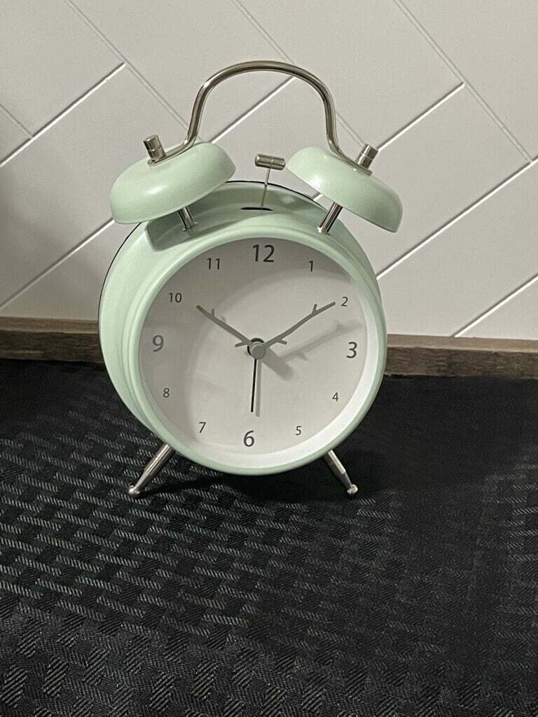 Small Desk Clock- Mint w/ Grey Accents and Silver Top