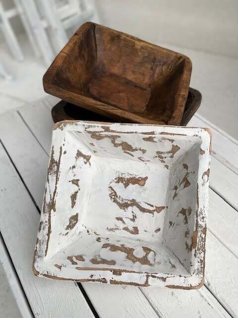 Squre Wooden Bowls- White
