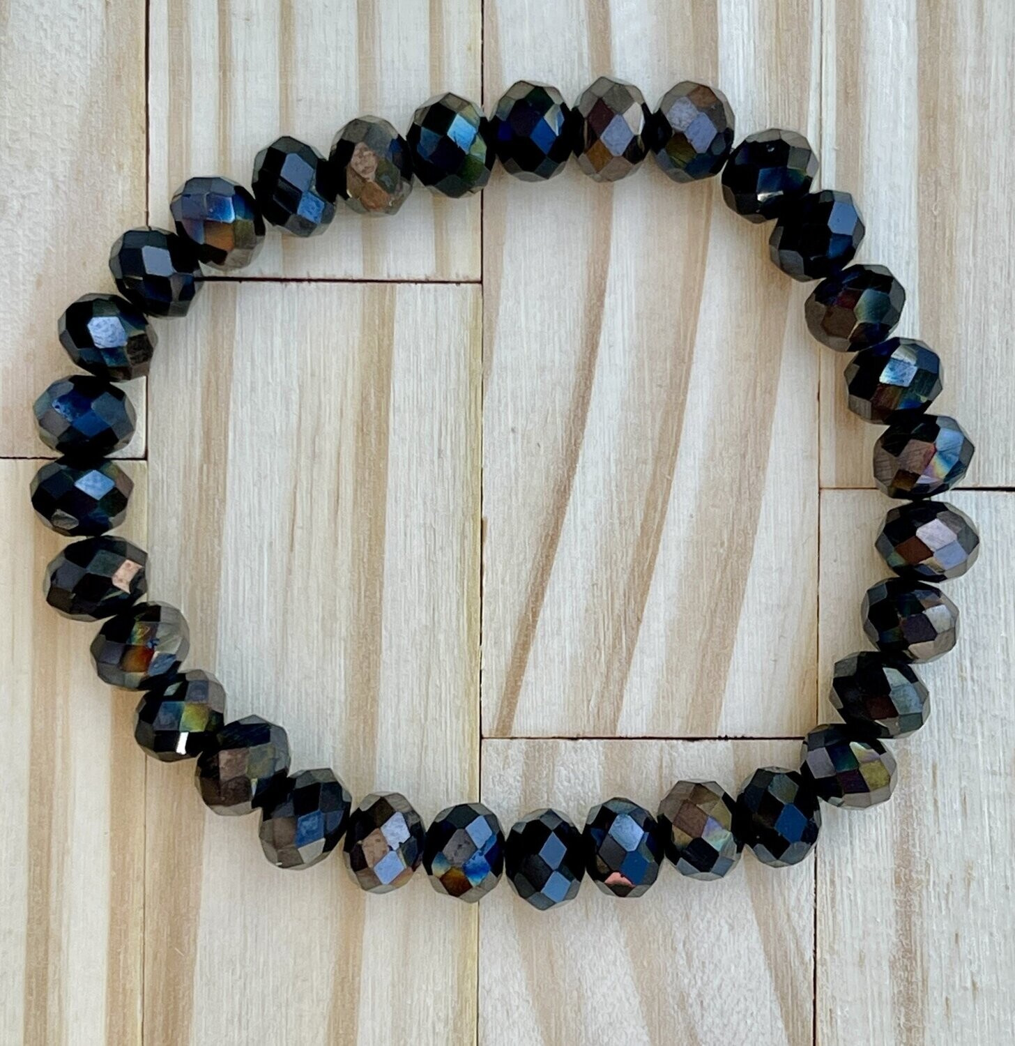 Black and Copper Shiny  Stretchy Bracelet