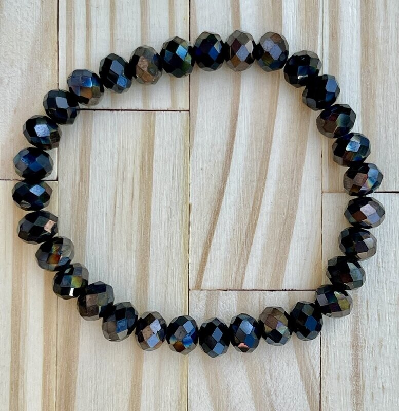 Black and Copper Shiny  Stretchy Bracelet