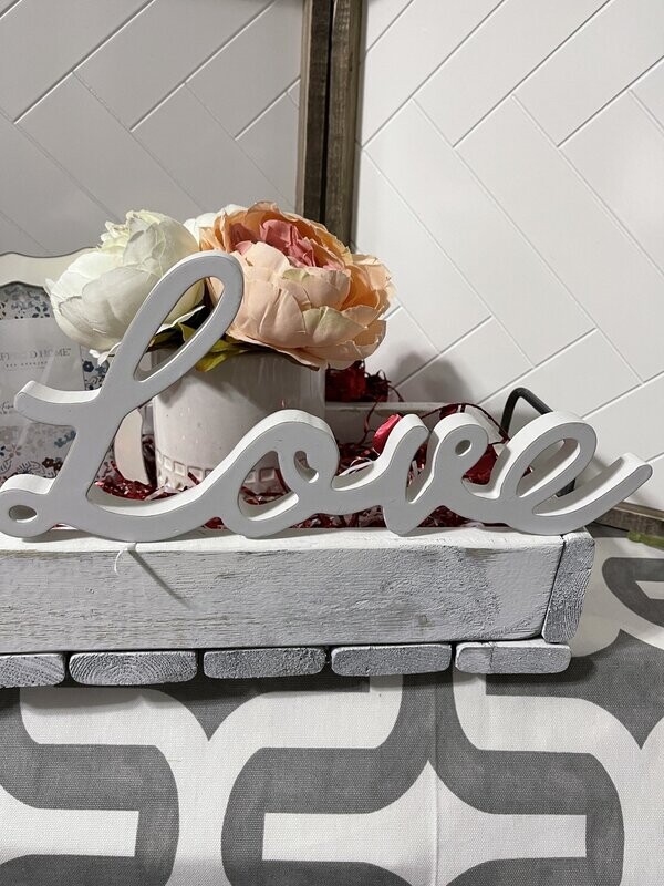Love Wood Saying Wall Decor - White
