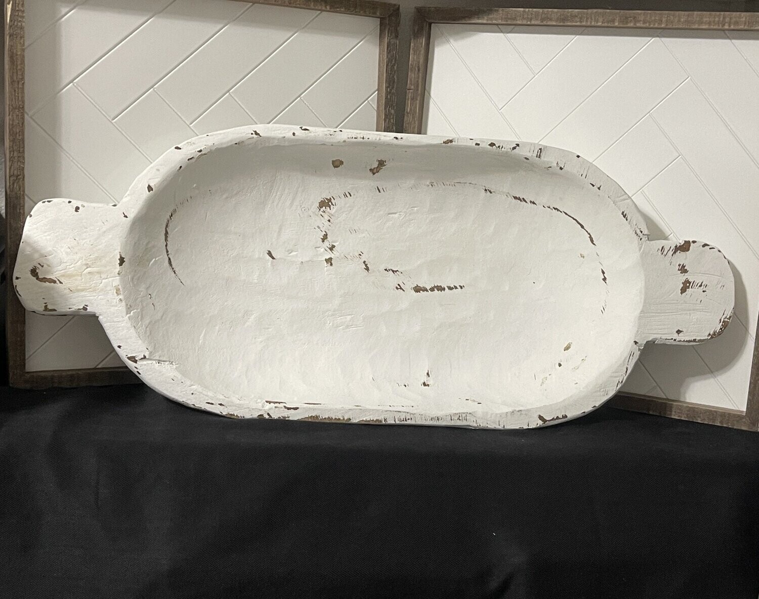 Large Wooden Bowl-White